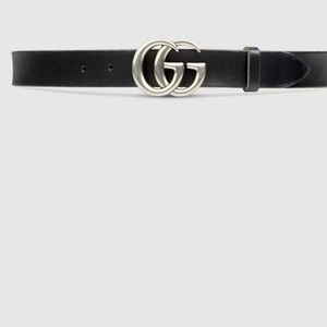 Leather belt with Double G buckle Size 90•36 Silver Buckle